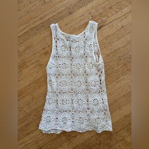 Ultra Pink crochet tank top swimsuit cover up